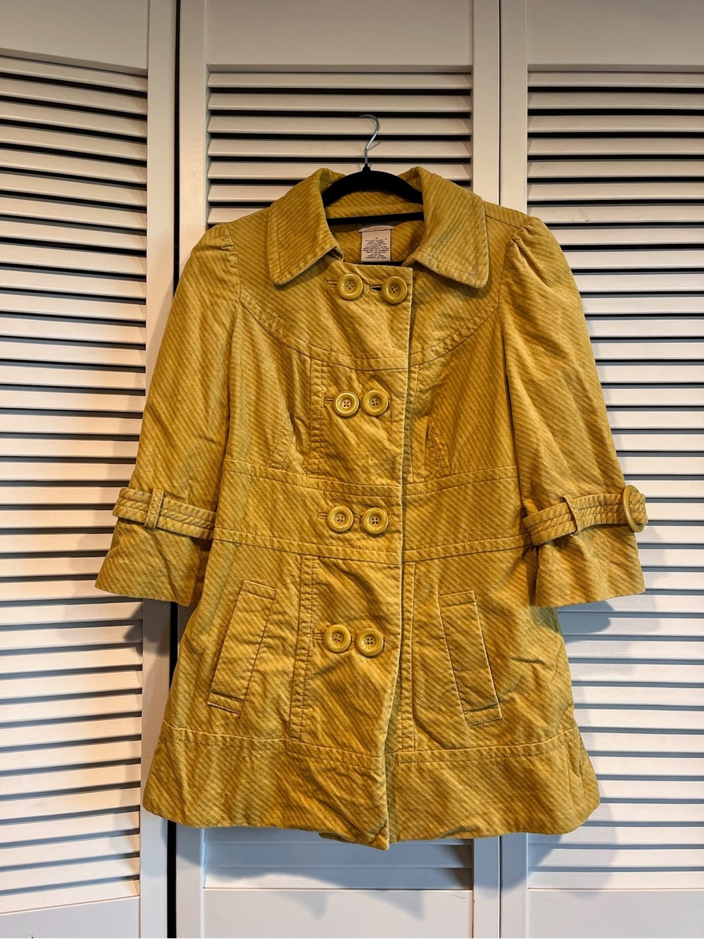 elevenses Mustard Yellow Corduroy Double-Breasted Trench Coat